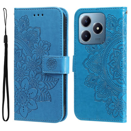 Seven-petal Flowers Embossing Leather Phone Case, For Realme 13+, For Realme 13 Pro / 13 Pro+ / P1 Pro Global, For Realme GT 6 / GT Neo6 SE, For Realme C63 / C61  / Note 60