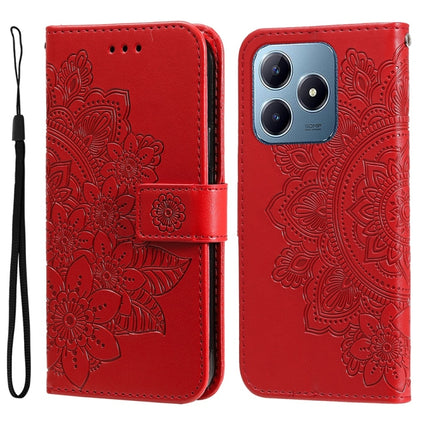 Seven-petal Flowers Embossing Leather Phone Case, For Realme 13+, For Realme 13 Pro / 13 Pro+ / P1 Pro Global, For Realme GT 6 / GT Neo6 SE, For Realme C63 / C61  / Note 60