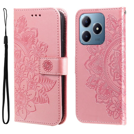 Seven-petal Flowers Embossing Leather Phone Case, For Realme 13+, For Realme 13 Pro / 13 Pro+ / P1 Pro Global, For Realme GT 6 / GT Neo6 SE, For Realme C63 / C61  / Note 60