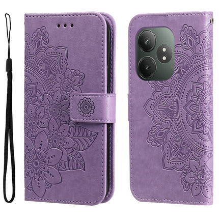 Seven-petal Flowers Embossing Leather Phone Case, For Realme 13+, For Realme 13 Pro / 13 Pro+ / P1 Pro Global, For Realme GT 6 / GT Neo6 SE, For Realme C63 / C61  / Note 60