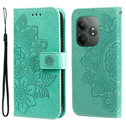 Seven-petal Flowers Embossing Leather Phone Case, For Realme 13+, For Realme 13 Pro / 13 Pro+ / P1 Pro Global, For Realme GT 6 / GT Neo6 SE, For Realme C63 / C61  / Note 60