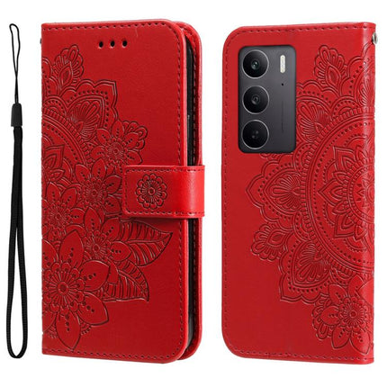 Seven-petal Flowers Embossing Leather Phone Case, For Realme 15 5G / Realme 15 Pro 5G, For Realme C71 4G / C75 4G / 5G / 14x, For Realme 14 Global, For Realme 14 Pro+ Global