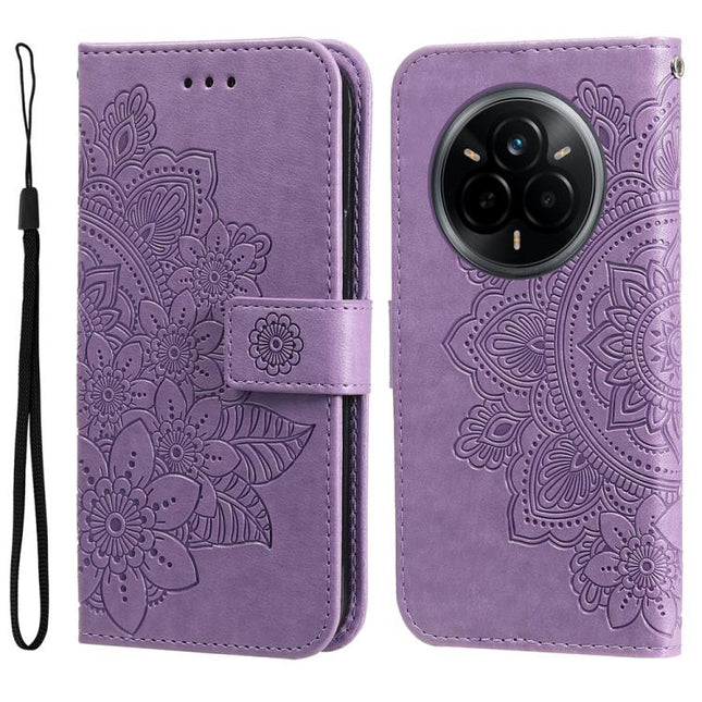Seven-petal Flowers Embossing Leather Phone Case, For Realme 13+, For Realme 13 Pro / 13 Pro+ / P1 Pro Global, For Realme GT 6 / GT Neo6 SE, For Realme C63 / C61  / Note 60