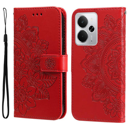 Seven-petal Flowers Embossing Leather Phone Case, For Realme 15 5G / Realme 15 Pro 5G, For Realme C71 4G / C75 4G / 5G / 14x, For Realme 14 Global, For Realme 14 Pro+ Global