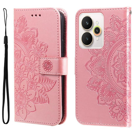 Seven-petal Flowers Embossing Leather Phone Case, For Realme 15 5G / Realme 15 Pro 5G, For Realme C71 4G / C75 4G / 5G / 14x, For Realme 14 Global, For Realme 14 Pro+ Global