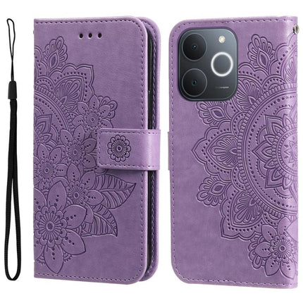 Seven-petal Flowers Embossing Leather Phone Case, For Realme 15x 5G India / Realme C85 5G, For Realme C85 Pro 4G, For Realme 15T 5G, For Realme Narzo 80 Lite 4G / C71 India