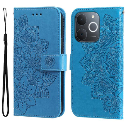 Seven-petal Flowers Embossing Leather Phone Case, For Realme 15x 5G India / Realme C85 5G, For Realme C85 Pro 4G, For Realme 15T 5G, For Realme Narzo 80 Lite 4G / C71 India