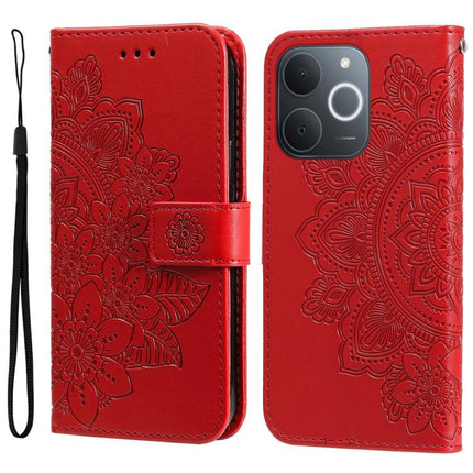 Seven-petal Flowers Embossing Leather Phone Case, For Realme 15x 5G India / Realme C85 5G, For Realme C85 Pro 4G, For Realme 15T 5G, For Realme Narzo 80 Lite 4G / C71 India