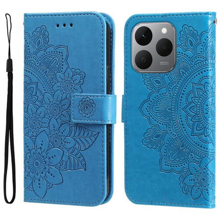 Seven-petal Flowers Embossing Leather Phone Case, For Realme 15x 5G India / Realme C85 5G, For Realme C85 Pro 4G, For Realme 15T 5G, For Realme Narzo 80 Lite 4G / C71 India