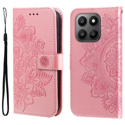 Seven-petal Flowers Embossing Leather Phone Case, For Realme 15x 5G India / Realme C85 5G, For Realme C85 Pro 4G, For Realme 15T 5G, For Realme Narzo 80 Lite 4G / C71 India