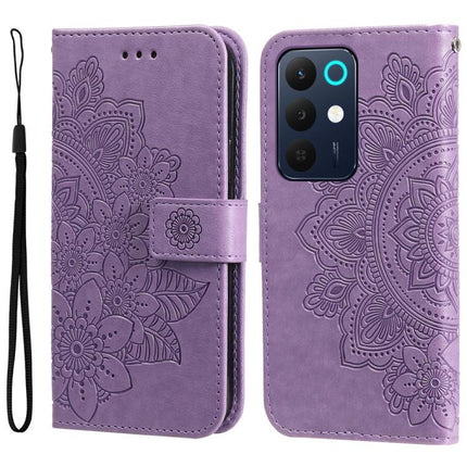 Seven-petal Flowers Embossing Leather Phone Case, For Realme 15x 5G India / Realme C85 5G, For Realme C85 Pro 4G, For Realme 15T 5G, For Realme Narzo 80 Lite 4G / C71 India