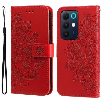 Seven-petal Flowers Embossing Leather Phone Case, For Realme 15x 5G India / Realme C85 5G, For Realme C85 Pro 4G, For Realme 15T 5G, For Realme Narzo 80 Lite 4G / C71 India