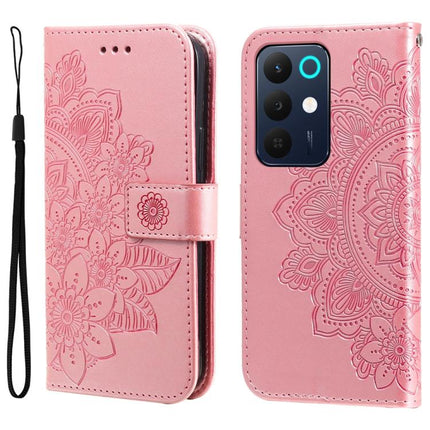 Seven-petal Flowers Embossing Leather Phone Case, For Realme 15x 5G India / Realme C85 5G, For Realme C85 Pro 4G, For Realme 15T 5G, For Realme Narzo 80 Lite 4G / C71 India