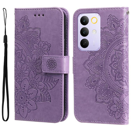 Seven-petal Flowers Embossing Leather Phone Case, For Realme 15x 5G India / Realme C85 5G, For Realme C85 Pro 4G, For Realme 15T 5G, For Realme Narzo 80 Lite 4G / C71 India