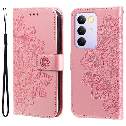 Seven-petal Flowers Embossing Leather Phone Case, For Realme 15x 5G India / Realme C85 5G, For Realme C85 Pro 4G, For Realme 15T 5G, For Realme Narzo 80 Lite 4G / C71 India