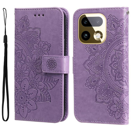 Seven-petal Flowers Embossing Leather Phone Case, For Realme 16 Pro+ 5G, For Realme 16 Pro 5G, For Realme 15x 5G India / Realme C85 5G, For Realme C85 Pro 4G