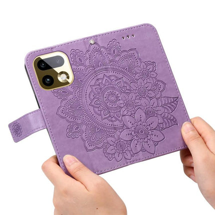 Seven-petal Flowers Embossing Leather Phone Case, For Realme 16 Pro+ 5G, For Realme 16 Pro 5G, For Realme 15x 5G India / Realme C85 5G, For Realme C85 Pro 4G