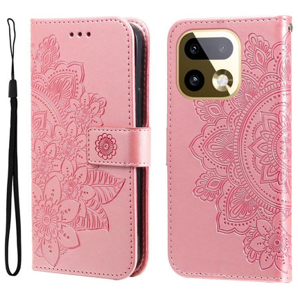 Seven-petal Flowers Embossing Leather Phone Case, For Realme 16 Pro+ 5G, For Realme 16 Pro 5G, For Realme 15x 5G India / Realme C85 5G, For Realme C85 Pro 4G