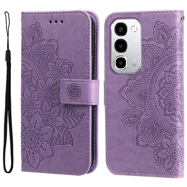 Seven-petal Flowers Embossing Leather Phone Case, For Realme 16 Pro+ 5G, For Realme 16 Pro 5G, For Realme 15x 5G India / Realme C85 5G, For Realme C85 Pro 4G