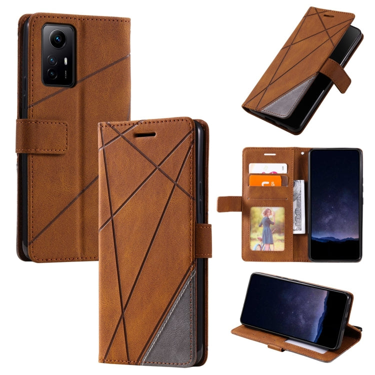 Skin Feel Splicing Leather Phone Case