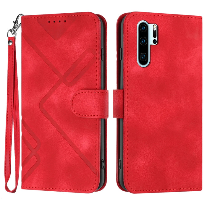 Line Pattern Skin Feel Leather Phone Case, For Huawei P30 Pro, For Huawei P smart 2019/nova lite 3, For Huawei Mate 20 Pro, For Huawei Mate 20 lite/Maimang 7