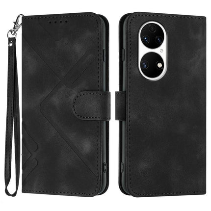 Line Pattern Skin Feel Leather Phone Case, For Huawei Enjoy 20e, For Huawei P50 Pro, For Huawei P50, For Huawei Enjoy 20 SE 4G