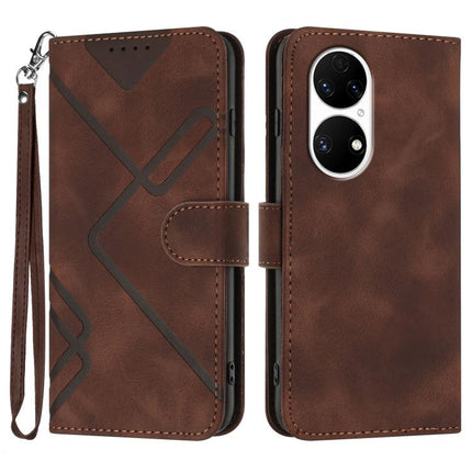 Line Pattern Skin Feel Leather Phone Case, For Huawei Enjoy 20e, For Huawei P50 Pro, For Huawei P50, For Huawei Enjoy 20 SE 4G