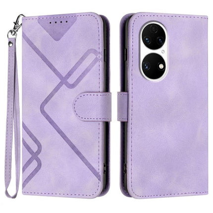 Line Pattern Skin Feel Leather Phone Case, For Huawei Enjoy 20e, For Huawei P50 Pro, For Huawei P50, For Huawei Enjoy 20 SE 4G