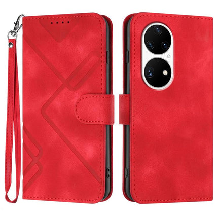 Line Pattern Skin Feel Leather Phone Case, For Huawei Enjoy 20e, For Huawei P50 Pro, For Huawei P50, For Huawei Enjoy 20 SE 4G