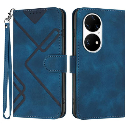 Line Pattern Skin Feel Leather Phone Case, For Huawei Enjoy 20e, For Huawei P50 Pro, For Huawei P50, For Huawei Enjoy 20 SE 4G