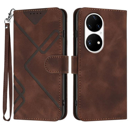 Line Pattern Skin Feel Leather Phone Case, For Huawei P50 Pro, For Huawei P50, For Huawei Enjoy 20 SE 4G, For Huawei nova 8 SE