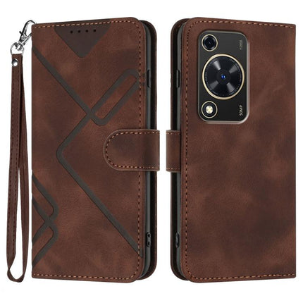 Line Pattern Skin Feel Leather Phone Case, For Huawei nova 12s, For Huawei nova Y72, For Huawei nova 12 Pro / nova 12 Ultra, For Huawei Enjoy 70