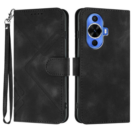 Line Pattern Skin Feel Leather Phone Case, For Huawei nova 12s, For Huawei nova Y72, For Huawei nova 12 Pro / nova 12 Ultra, For Huawei Enjoy 70