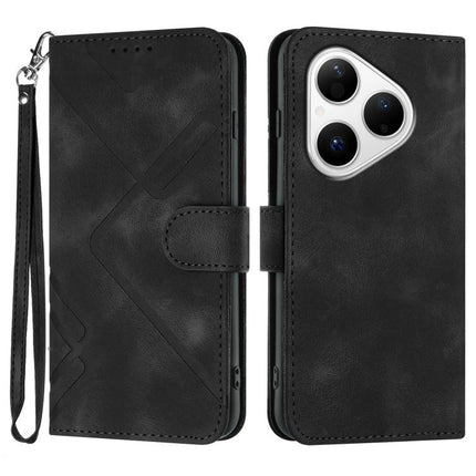 Line Pattern Skin Feel Leather Phone Case, For Huawei Enjoy 80 Plus, For Huawei Pura 80 5G, For Huawei Mate 70 Pro / Mate 70 Pro+, For Huawei Mate 70