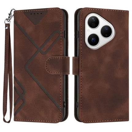 Line Pattern Skin Feel Leather Phone Case, For Huawei Pura 80 5G, For Huawei Mate 70 Pro / Mate 70 Pro+, For Huawei Mate 70, For Huawei nova 12i