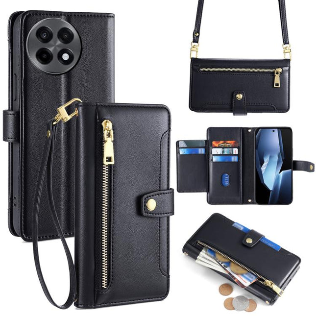 Sheep Texture Cross-body Zipper Wallet Leather Phone Case, For OnePlus Ace 5 Ultra / Nord 5, For OnePlus Ace 5 Racing / Nord CE5, For OnePlus Ace 5 / 5 Pro, For OnePlus Ace 3 Pro 5G