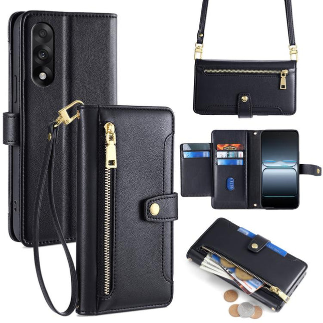 Sheep Texture Cross-body Zipper Wallet Leather Phone Case, For OnePlus Ace 5 Ultra / Nord 5, For OnePlus Ace 5 Racing / Nord CE5, For OnePlus Ace 5 / 5 Pro, For OnePlus Ace 3 Pro 5G