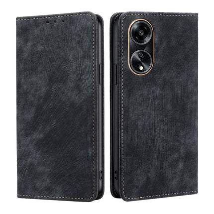 RFID Anti-theft Brush Magnetic Leather Phone Case, For OPPO Reno10 Pro+ 5G, For OPPO A1 5G, For OPPO A79 5G