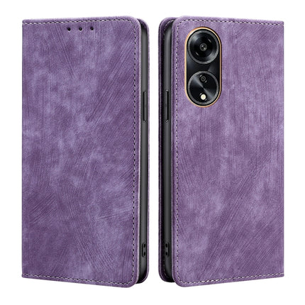 RFID Anti-theft Brush Magnetic Leather Phone Case, For OPPO Reno10 Pro+ 5G, For OPPO A1 5G, For OPPO A79 5G