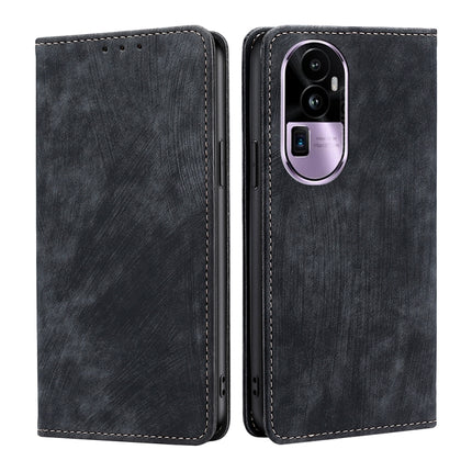 RFID Anti-theft Brush Magnetic Leather Phone Case, For OPPO Reno10 Pro+ 5G, For OPPO A1 5G, For OPPO A79 5G