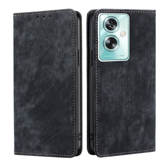 RFID Anti-theft Brush Magnetic Leather Phone Case, For OPPO A79 5G