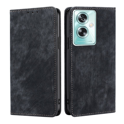 RFID Anti-theft Brush Magnetic Leather Phone Case, For OPPO Reno10 Pro+ 5G, For OPPO A1 5G, For OPPO A79 5G