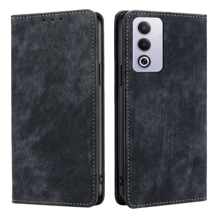 RFID Anti-theft Brush Magnetic Leather Phone Case, For OPPO Reno12 F 5G, For OPPO A3 Pro 5G India, For OPPO Reno12 5G Global, For OPPO A60 4G Global