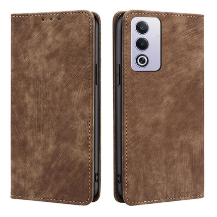 RFID Anti-theft Brush Magnetic Leather Phone Case, For OPPO Reno12 F 5G, For OPPO A3 Pro 5G India, For OPPO Reno12 5G Global, For OPPO A60 4G Global
