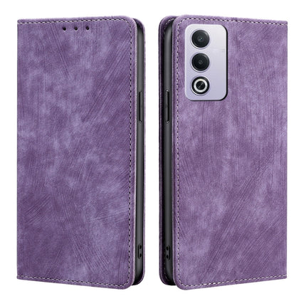 RFID Anti-theft Brush Magnetic Leather Phone Case, For OPPO Reno12 F 5G, For OPPO A3 Pro 5G India, For OPPO Reno12 5G Global, For OPPO A60 4G Global
