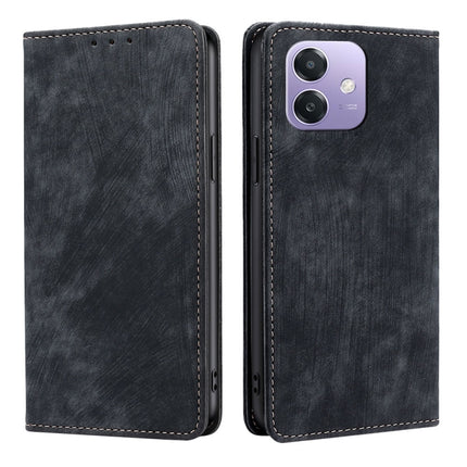 RFID Anti-theft Brush Magnetic Leather Phone Case, For OPPO Reno13 F 5G / 4G, For OPPO A3 5G India, For OPPO Reno12 F 5G, For OPPO A3 Pro 5G India