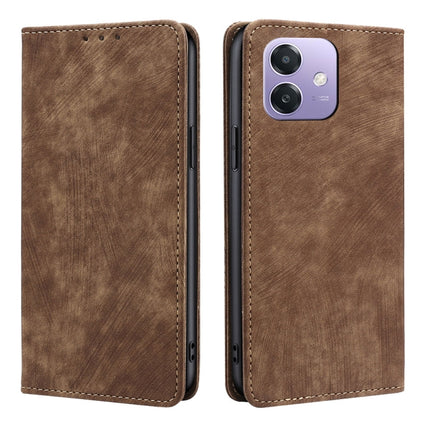 RFID Anti-theft Brush Magnetic Leather Phone Case, For OPPO Reno13 F 5G / 4G, For OPPO A3 5G India, For OPPO Reno12 F 5G, For OPPO A3 Pro 5G India