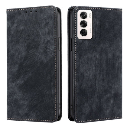 RFID Anti-theft Brush Magnetic Leather Phone Case, For OPPO Reno12 5G Global, For OPPO A60 4G Global, For OPPO Reno11 F 5G, For OPPO Find X7 5G