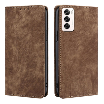 RFID Anti-theft Brush Magnetic Leather Phone Case, For OPPO Reno12 5G Global, For OPPO A60 4G Global, For OPPO Reno11 F 5G, For OPPO Find X7 5G