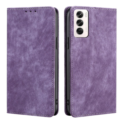 RFID Anti-theft Brush Magnetic Leather Phone Case, For OPPO Reno12 5G Global, For OPPO A60 4G Global, For OPPO Reno11 F 5G, For OPPO Find X7 5G